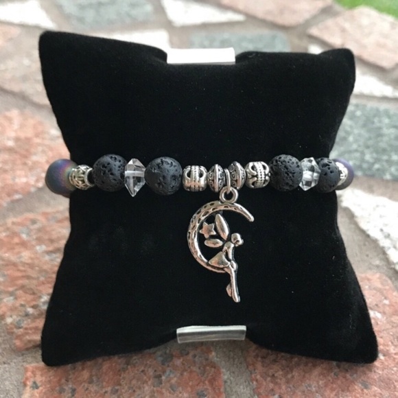 🧚‍♀️Fairy bead bracelet . herkimer diamonds ,druzy quartz & lava rock gemstones - Picture 7 of 10